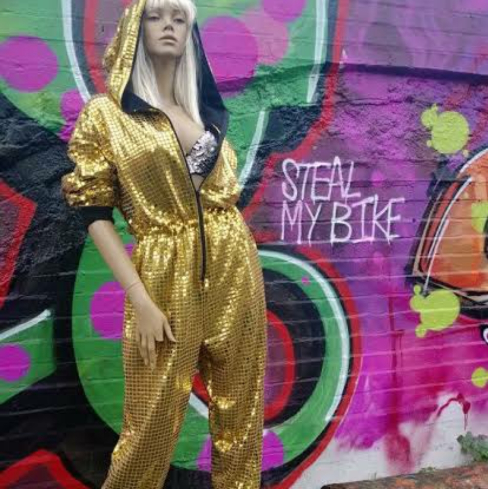 MOSCHINO Black & Gold Zipper Hoodie Jumpsuit - Picture 13 of 13